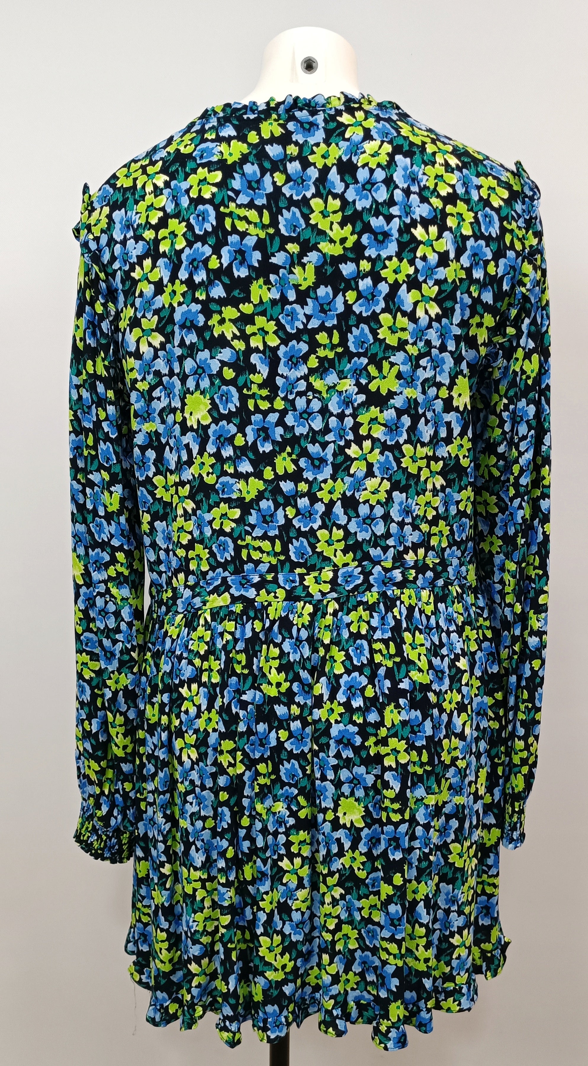 Robe courte fleurs vertes et bleues - GEORGIA