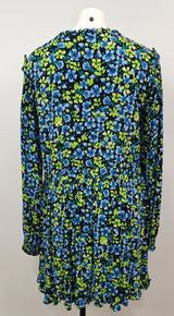 Robe courte fleurs vertes et bleues - GEORGIA