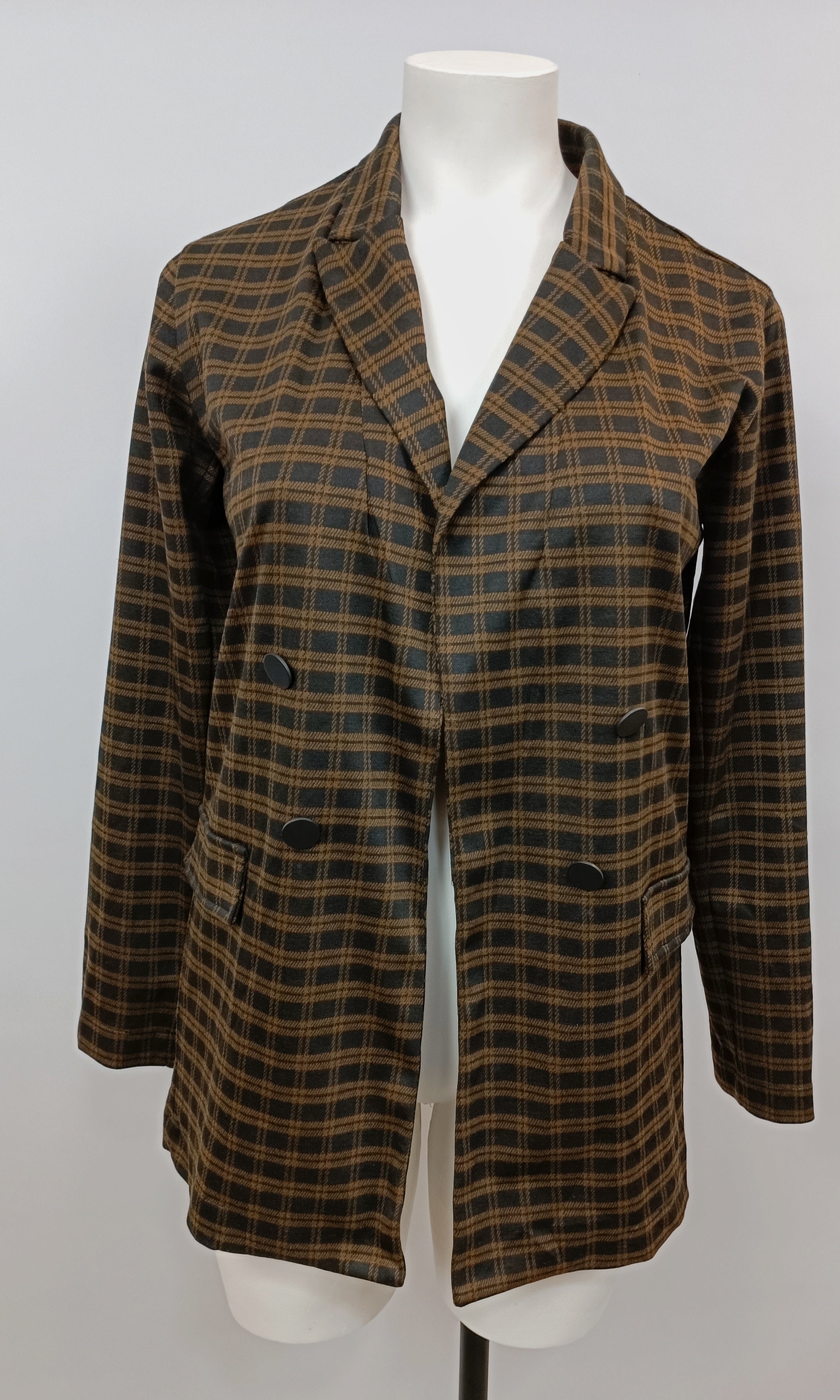 Blazer brun et noir à carreaux