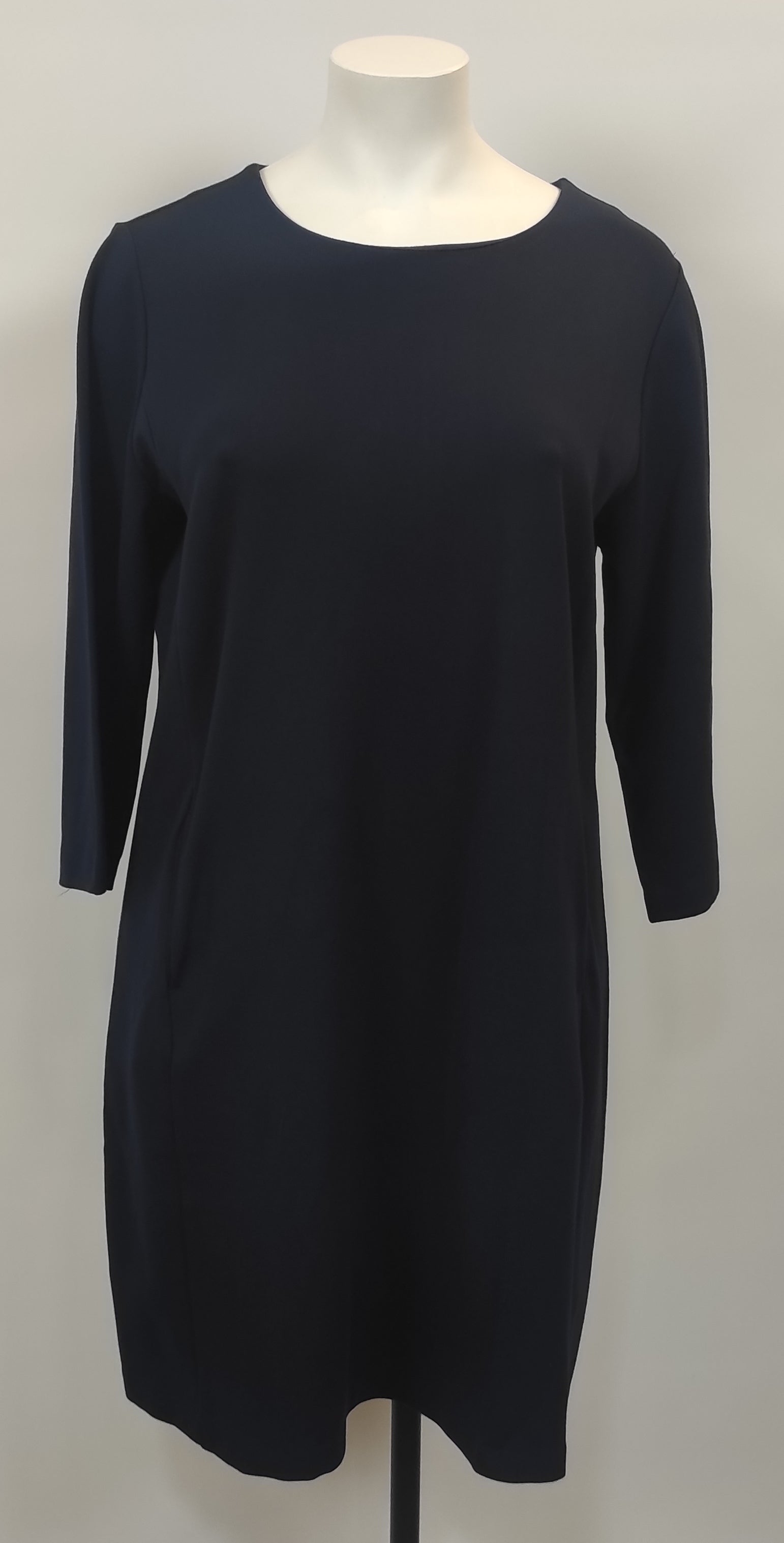 Robe bleu marine col rond tirette dos