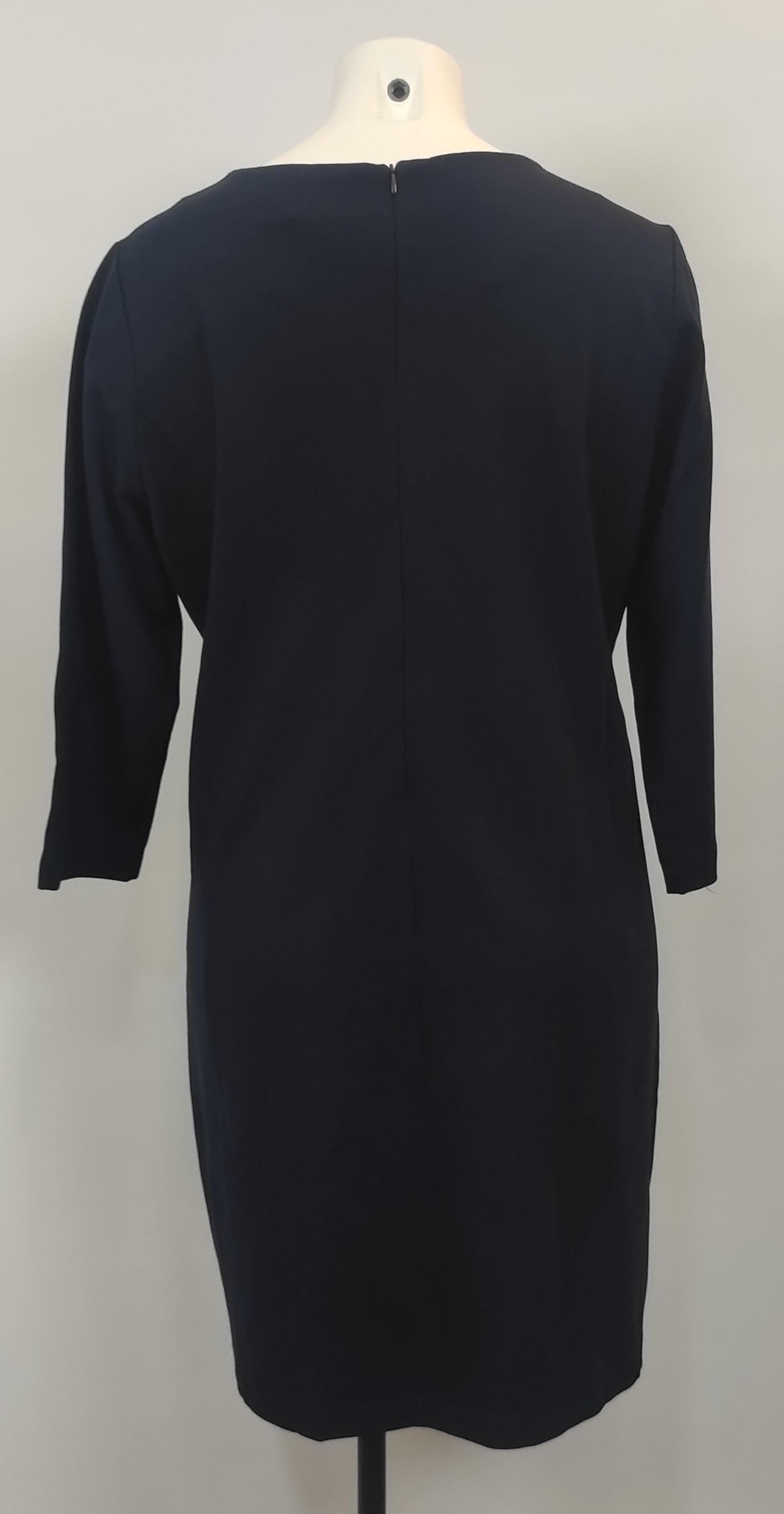 Robe bleu marine col rond tirette dos