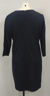 Robe bleu marine col rond tirette dos