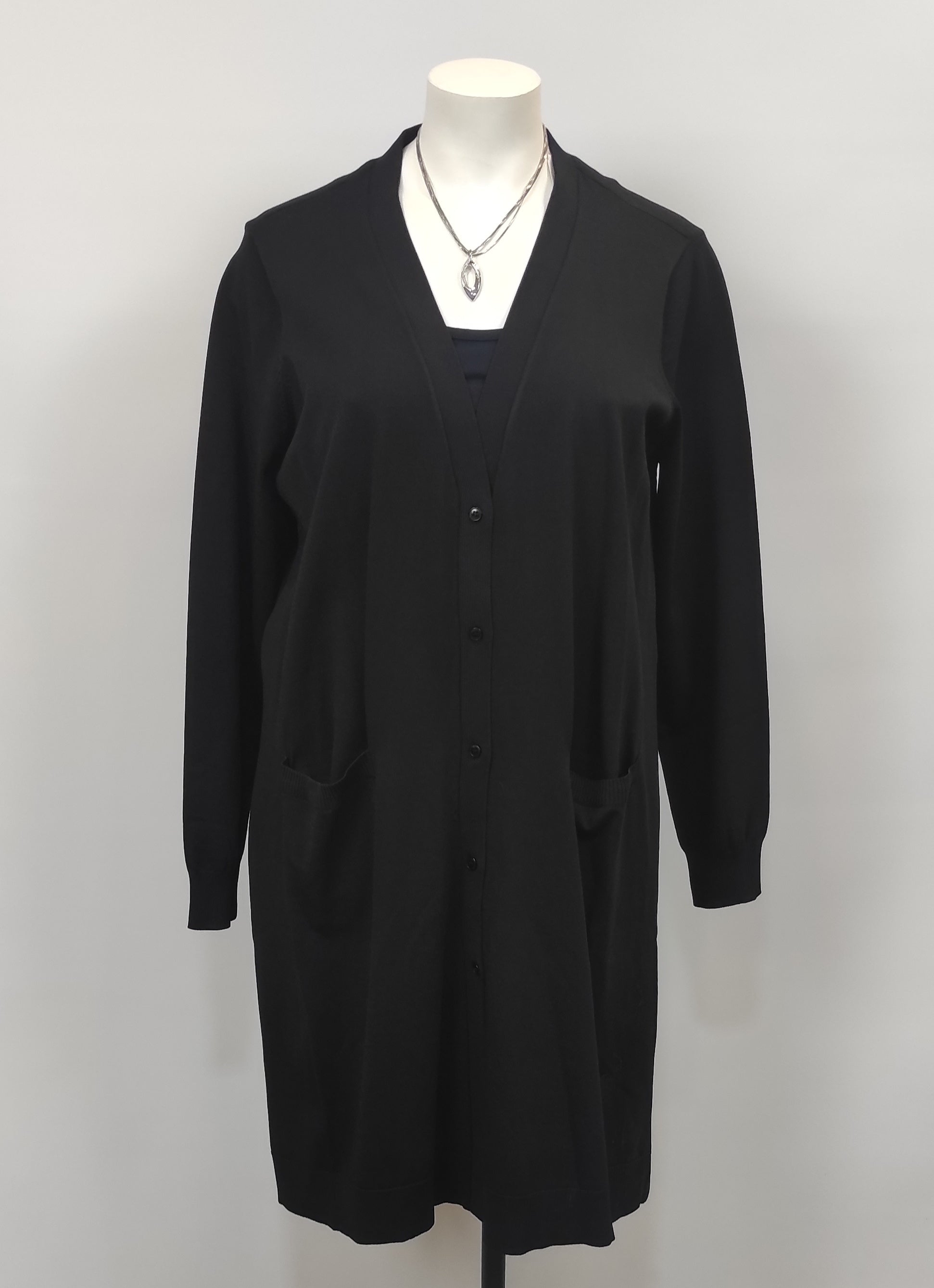 Gilet long noir avec lien taille