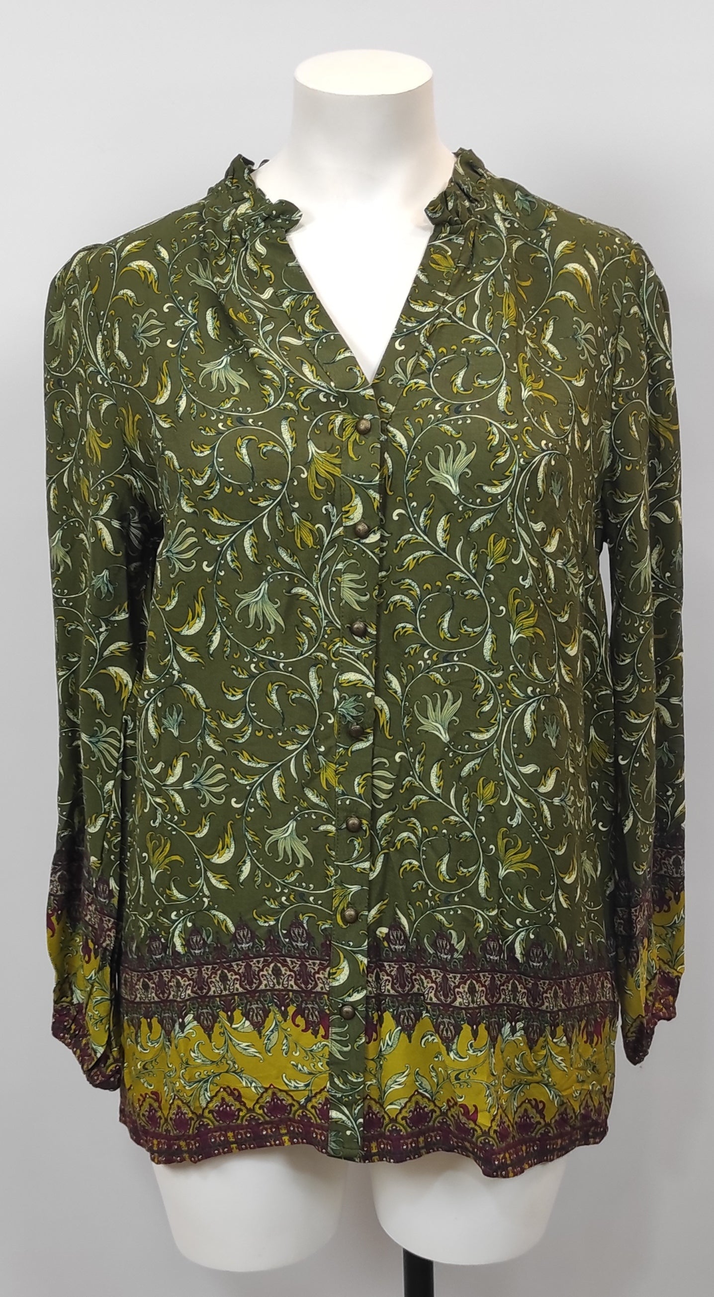 Chemisier cachemire vert et mauve