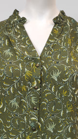 Chemisier cachemire vert et mauve