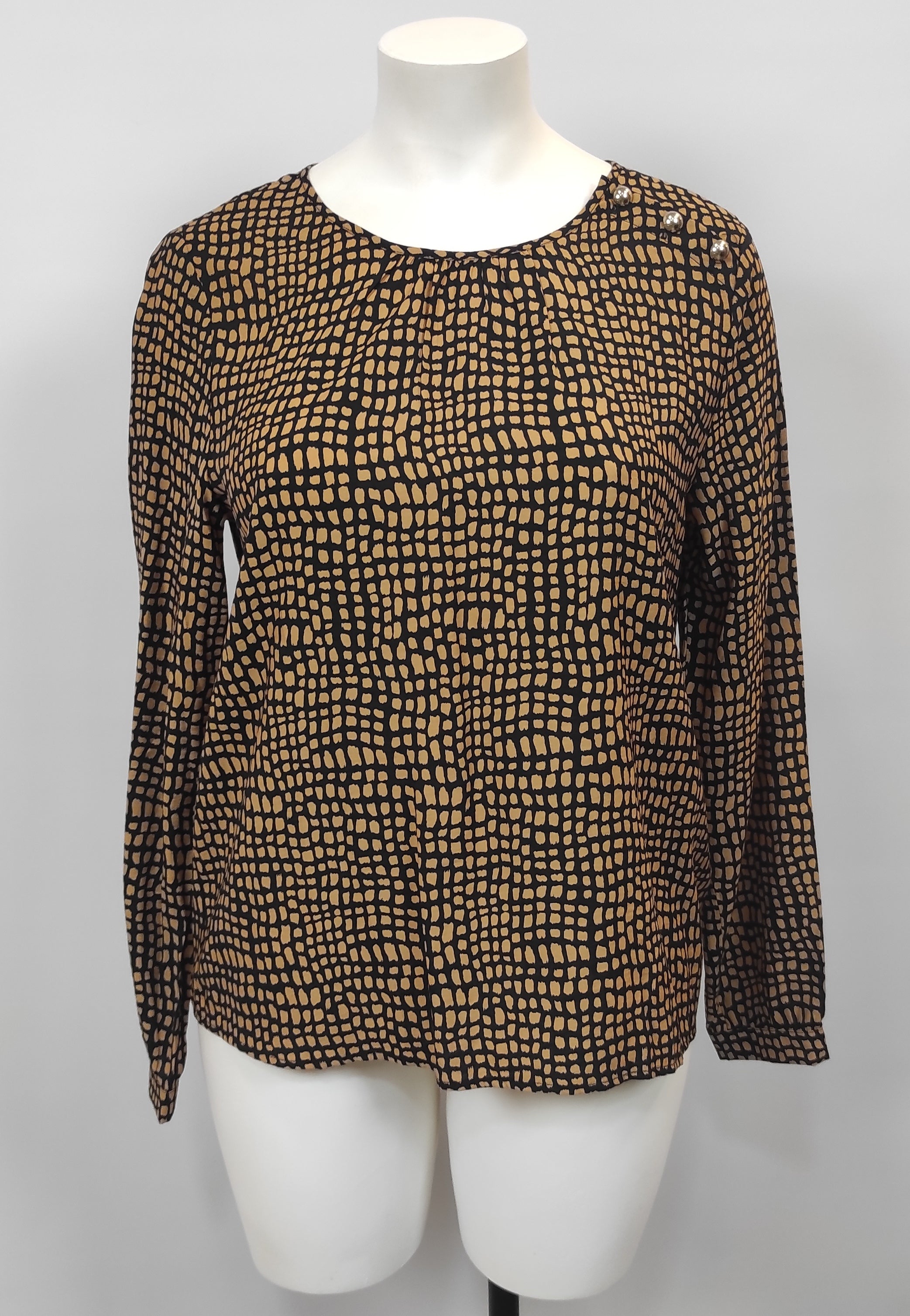 Tunique col rond noir et camel petits carreaux