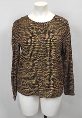 Tunique col rond noir et camel petits carreaux