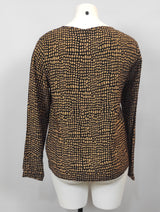 Tunique col rond noir et camel petits carreaux