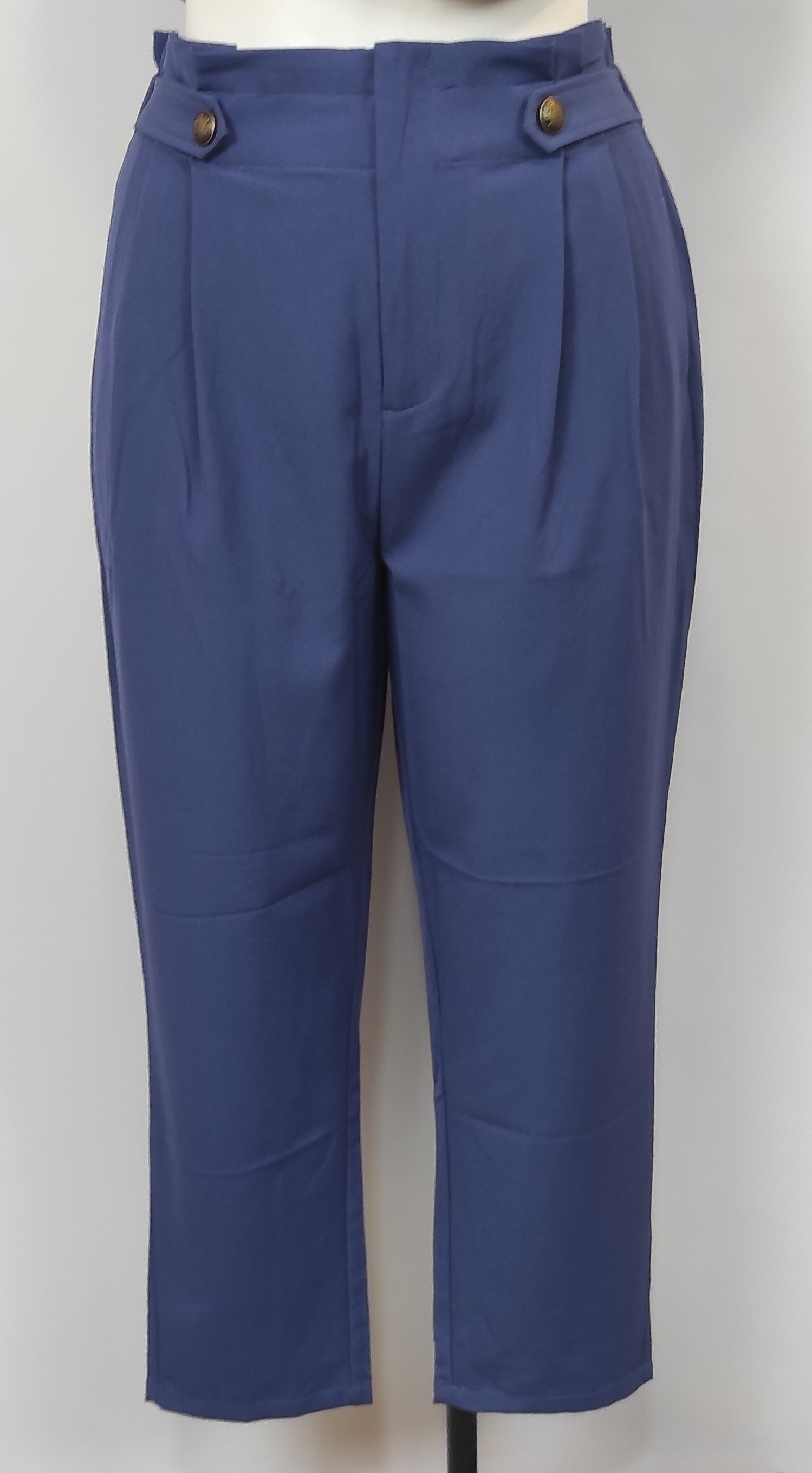 Pantalon classique bleu avec taille élastique et tirette