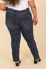Pantalon Jean Bleu Foncé stretch - bouton