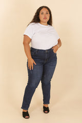 Pantalon Jean Bleu Foncé stretch - bouton